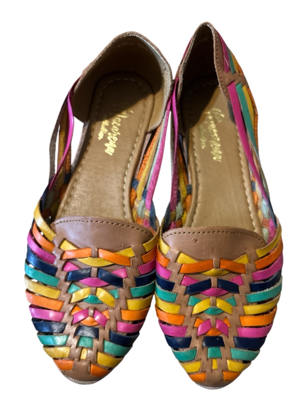 Woven Multicolor Leather Flats - Women